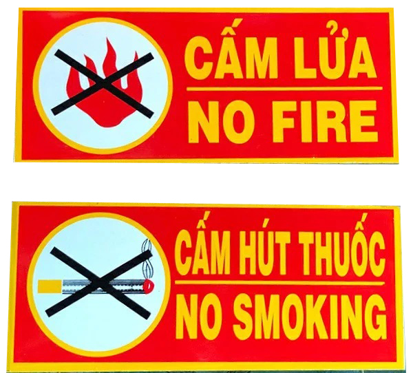 biến báo cấm lửa, cấm hút thuốc